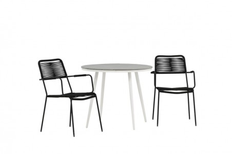 Break, Lindos rund matgrupp Ø90 cm grå/svart Venture Home