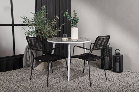 Break, Lindos rund matgrupp Ø90 cm grå/svart Venture Home