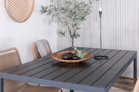 Break, Lindos matgrupp 1 bord + 4 stolar svart/brun Venture Home