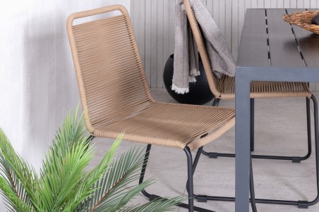 Break, Lindos matgrupp 1 bord + 4 stolar svart/brun Venture Home