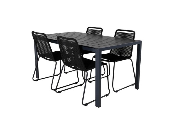 Break, Lindos matgrupp 1 bord + 4 stolar svart Venture Home