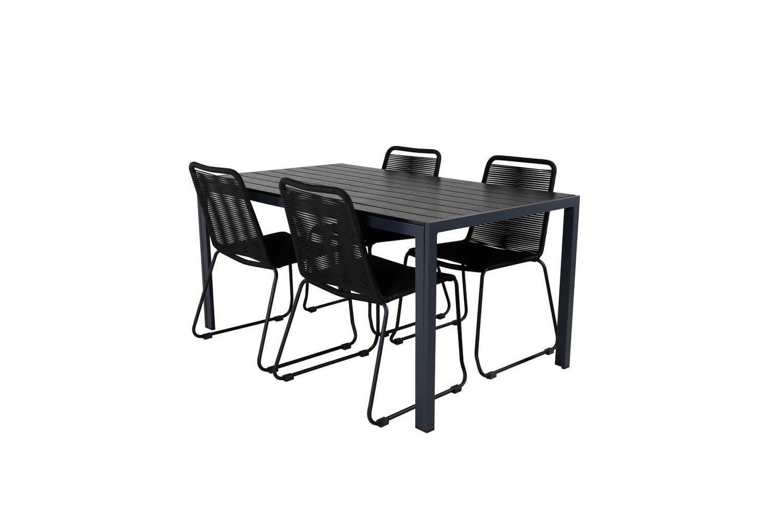 Break, Lindos matgrupp 1 bord + 4 stolar svart Venture Home
