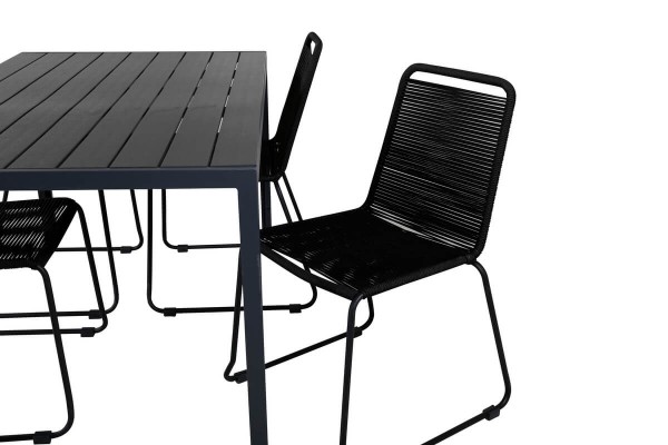 Break, Lindos matgrupp 1 bord + 4 stolar svart Venture Home