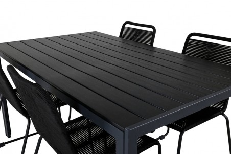 Break, Lindos matgrupp 1 bord + 4 stolar svart Venture Home