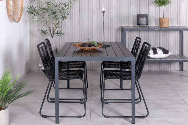 Break, Lindos matgrupp 1 bord + 4 stolar svart Venture Home