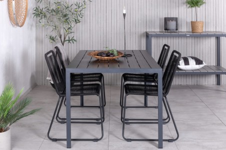 Break, Lindos matgrupp 1 bord + 4 stolar svart Venture Home