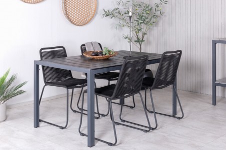 Break, Lindos matgrupp 1 bord + 4 stolar svart Venture Home