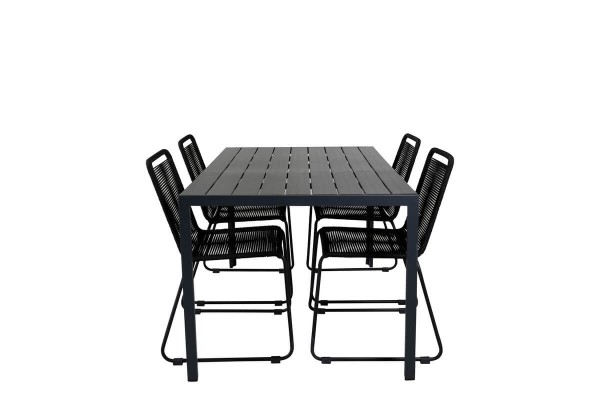 Break, Lindos matgrupp 1 bord + 4 stolar svart Venture Home