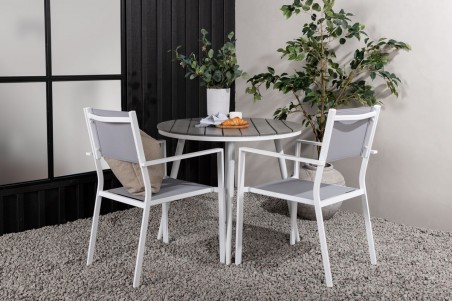 Break, Copacabana rund matgrupp Ø90 cm grå/vit Venture Home