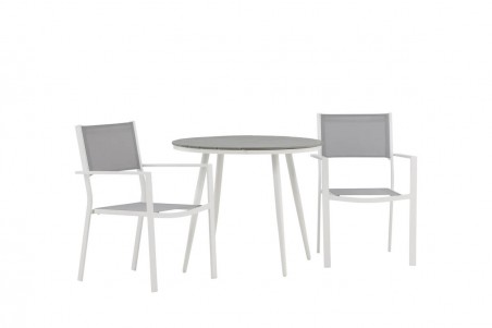 Break, Copacabana rund matgrupp Ø90 cm grå/vit Venture Home