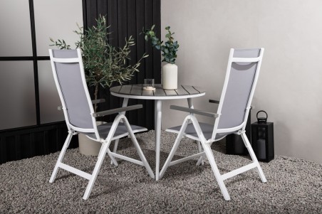Break, Albany rund matgrupp Ø90 cm grå/vit Venture Home