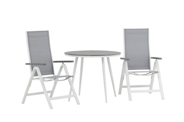 Break, Albany rund matgrupp Ø90 cm grå/vit Venture Home