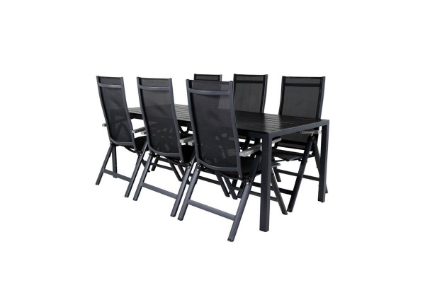 Break, Albany matgrupp 1 bord + 6 stolar svart Venture Home