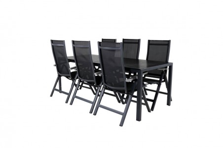 Break, Albany matgrupp 1 bord + 6 stolar svart Venture Home