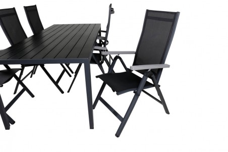 Break, Albany matgrupp 1 bord + 6 stolar svart Venture Home