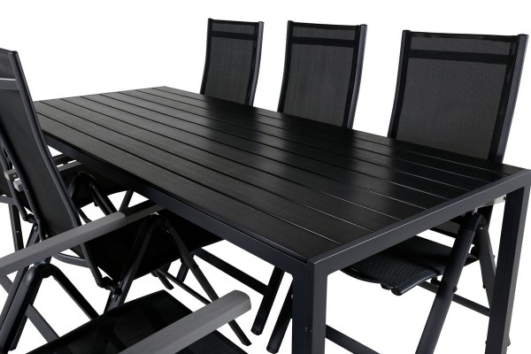 Break, Albany matgrupp 1 bord + 6 stolar svart Venture Home