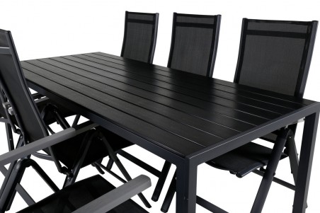 Break, Albany matgrupp 1 bord + 6 stolar svart Venture Home