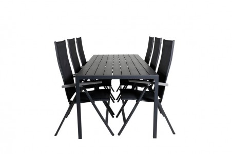 Break, Albany matgrupp 1 bord + 6 stolar svart Venture Home