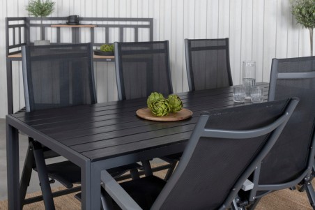 Break, Albany matgrupp 1 bord + 6 stolar svart Venture Home