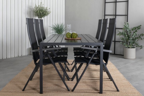 Break, Albany matgrupp 1 bord + 6 stolar svart Venture Home
