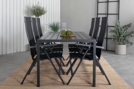 Break, Albany matgrupp 1 bord + 6 stolar svart Venture Home