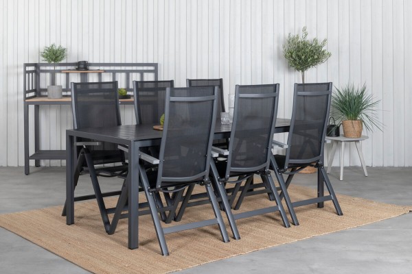 Break, Albany matgrupp 1 bord + 6 stolar svart Venture Home