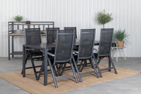 Break, Albany matgrupp 1 bord + 6 stolar svart Venture Home