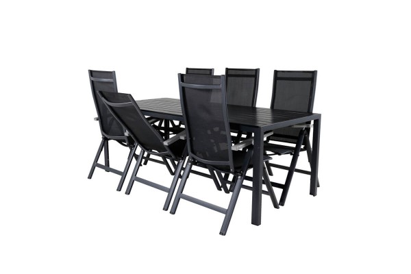 Break, Albany matgrupp 1 bord + 6 stolar svart Venture Home