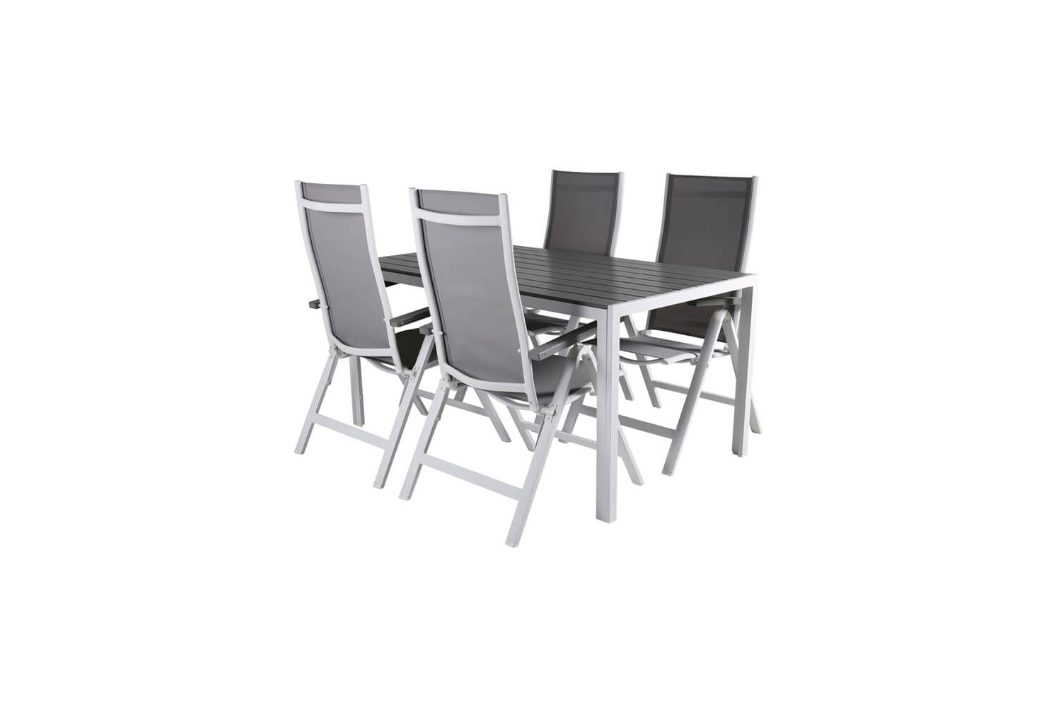 Break, Albany matgrupp 1 bord + 4 stolar vit/grå Venture Home