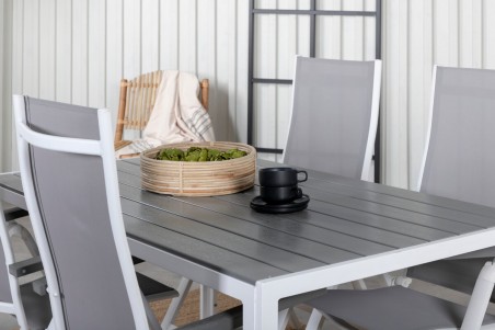 Break, Albany matgrupp 1 bord + 4 stolar vit/grå Venture Home