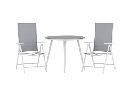 Break rund matgrupp Ø90 cm grå/vit Venture Home