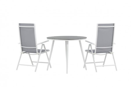 Break rund matgrupp Ø90 cm grå/vit Venture Home