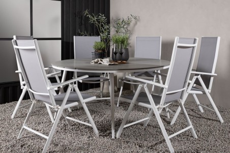 Break rund matgrupp Ø150 cm grå/vit Venture Home