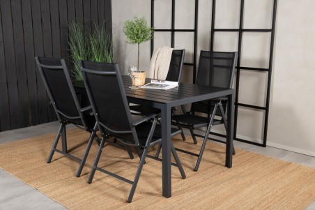 Break matgrupp 1 bord + 4 stolar svart Venture Home