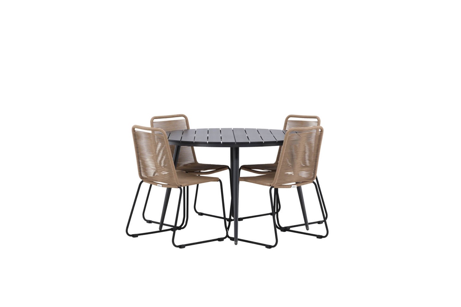 Break & Lindos rund matgrupp Ø120 cm svart/brun Venture Home