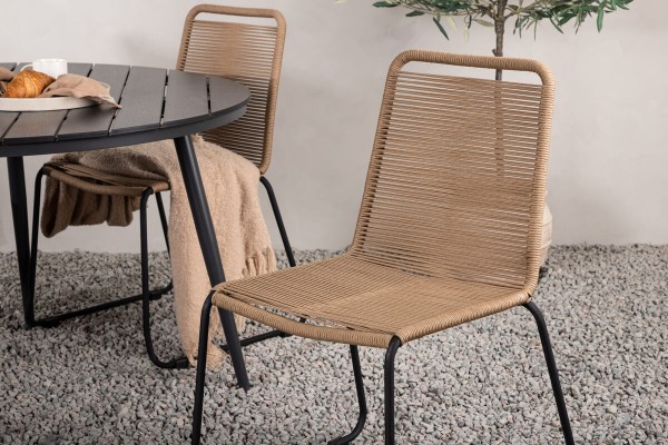 Break & Lindos rund matgrupp Ø120 cm svart/brun Venture Home