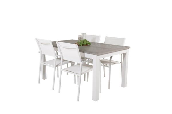 Albany, Santorini matgrupp 160/240x90 cm vit/grå Venture Home