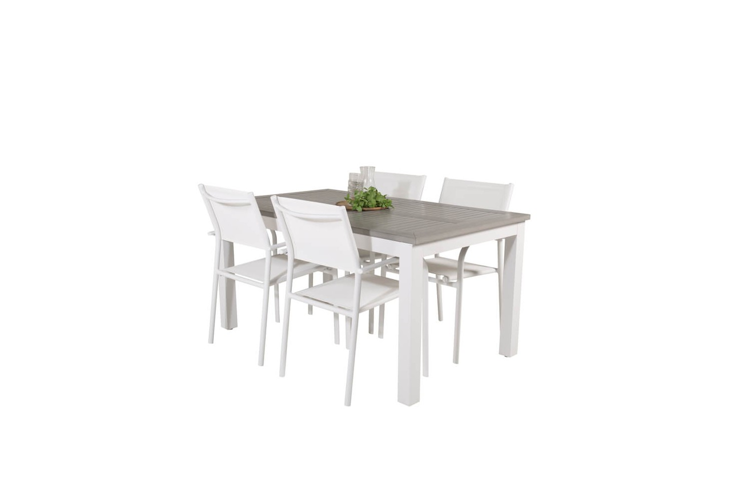 Albany, Santorini matgrupp 160/240x90 cm vit/grå Venture Home