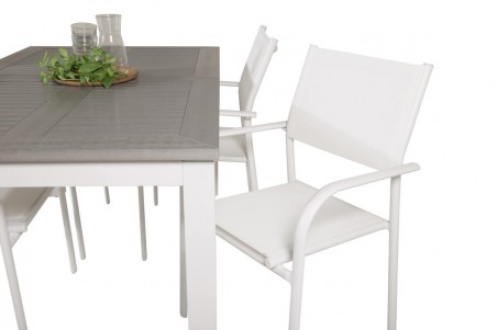 Albany, Santorini matgrupp 160/240x90 cm vit/grå Venture Home