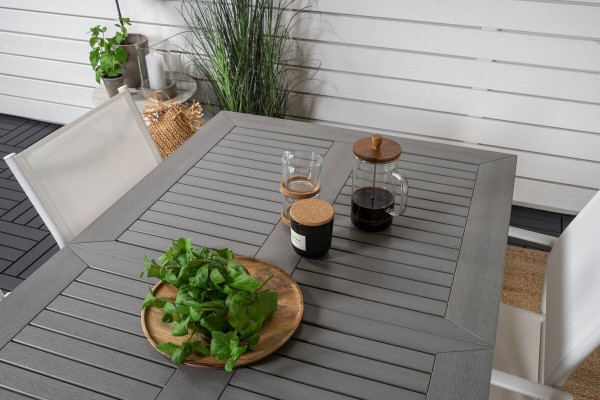 Albany, Santorini matgrupp 160/240x90 cm vit/grå Venture Home