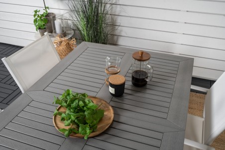 Albany, Santorini matgrupp 160/240x90 cm vit/grå Venture Home