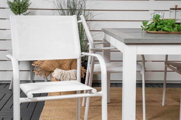 Albany, Santorini matgrupp 160/240x90 cm vit/grå Venture Home
