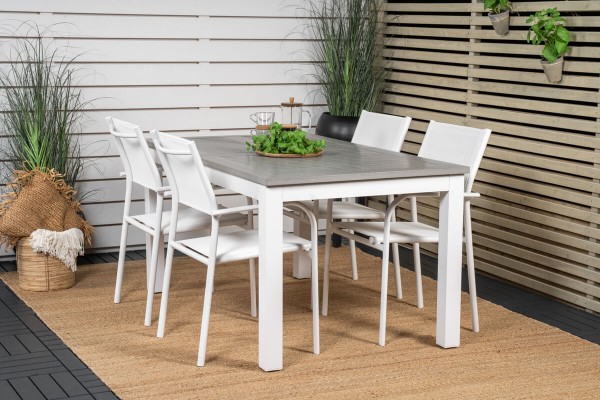 Albany, Santorini matgrupp 160/240x90 cm vit/grå Venture Home