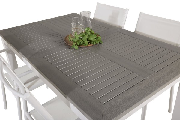 Albany, Santorini matgrupp 160/240x90 cm vit/grå Venture Home