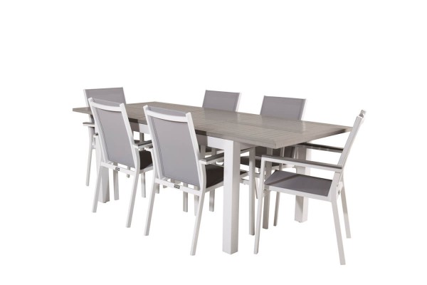 Albany, Parma matgrupp 152/210x90 cm grå/vit Venture Home