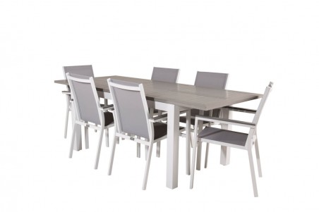 Albany, Parma matgrupp 152/210x90 cm grå/vit Venture Home