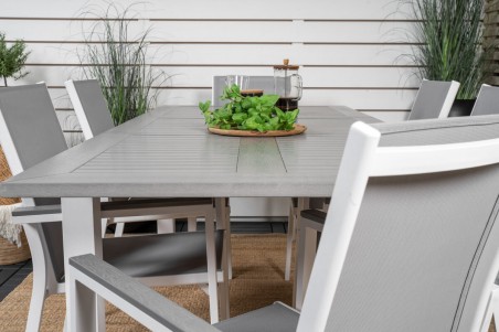 Albany, Parma matgrupp 152/210x90 cm grå/vit Venture Home