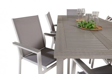 Albany, Parma matgrupp 152/210x90 cm grå/vit Venture Home