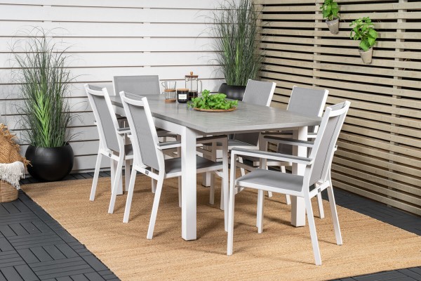 Albany, Parma matgrupp 152/210x90 cm grå/vit Venture Home