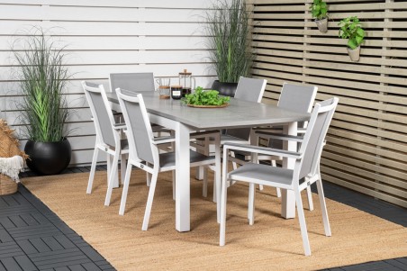 Albany, Parma matgrupp 152/210x90 cm grå/vit Venture Home